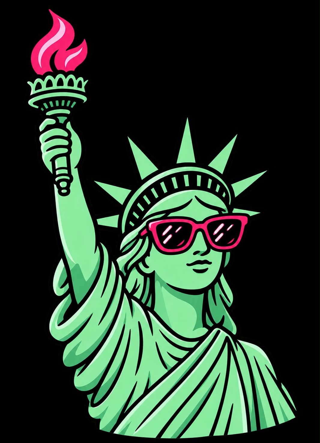 Illustration of the Statue of Liberty in Pataka Times green