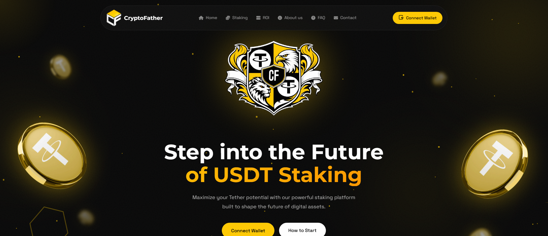 Forensic screenshot of cryptofather.company showing the phishing page layout