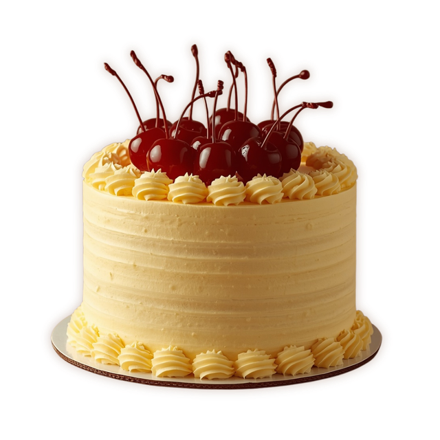 Yellow Buttercream Cherry Cake