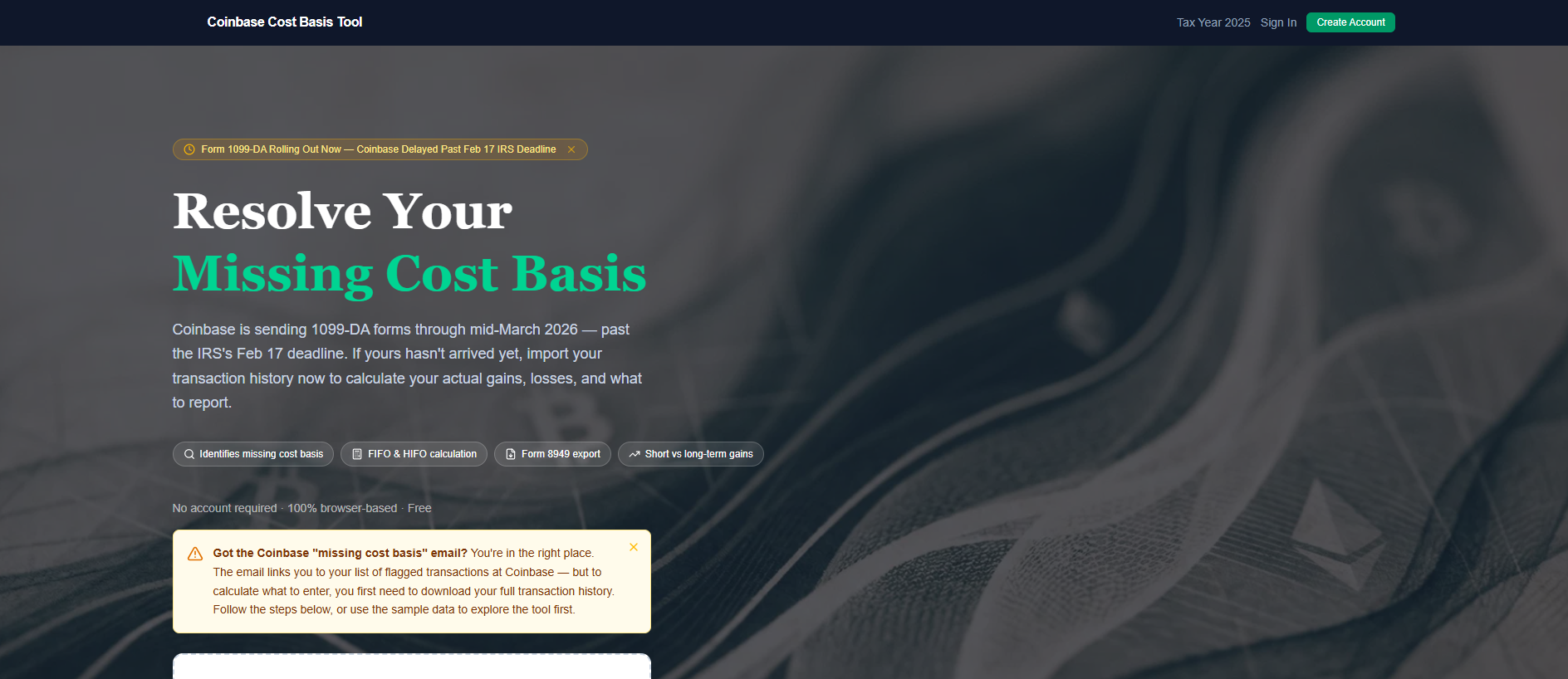 Stored capture of costbasis.netlify.app