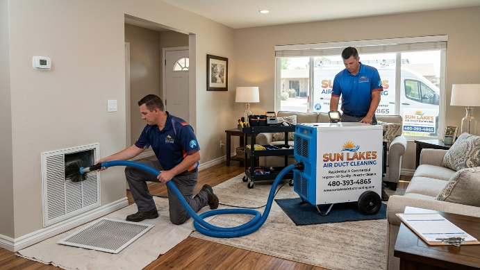 Professional air conditioning technician at work