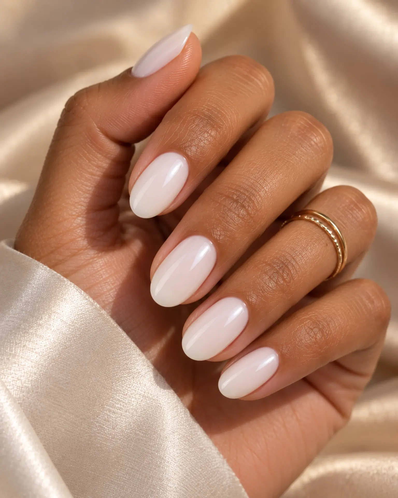 Milky White High-Gloss Solid manicure inspiration for white nail ideas