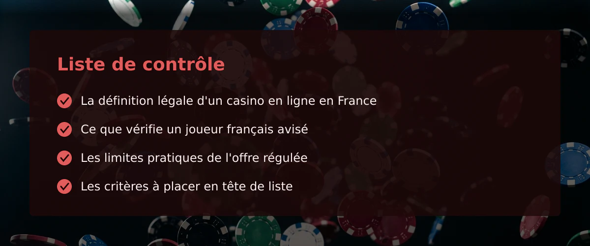 Le meilleur casino en ligne français selon la loi : une réalité à questionner — Liste de contrôle