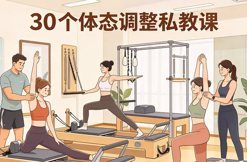 30个体态调整私教课，系统重塑挺拔体态