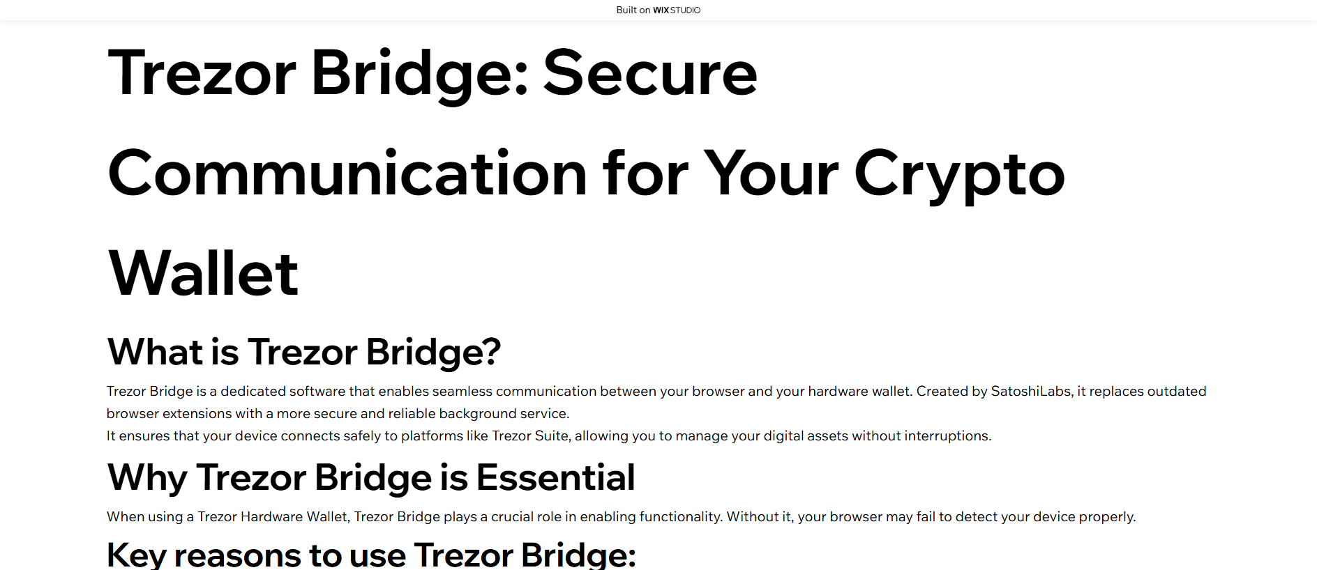 Stored screenshot of getbrige.wixstudio.com