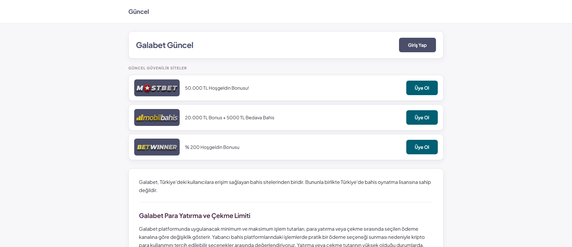 Stored capture of galabet.guncel45.one