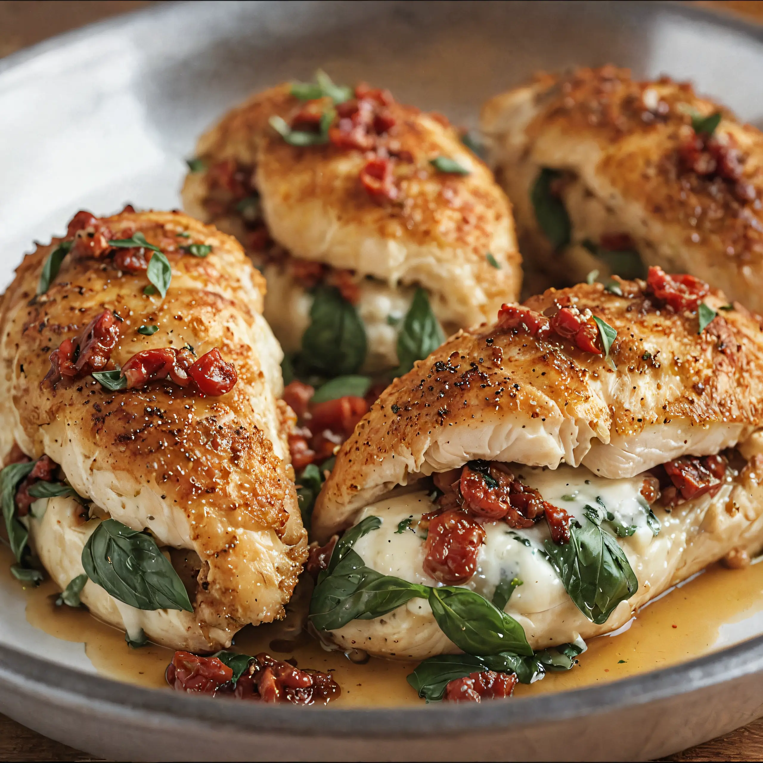 Baked Chicken Stuffed with Brie and Tomatoes