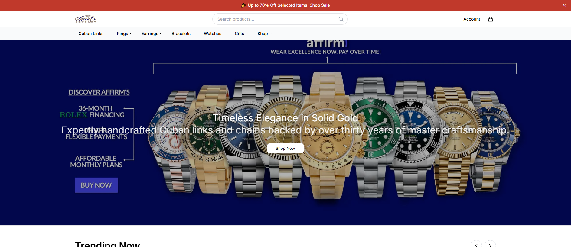 Stored capture of arielsjewelryhq.shop