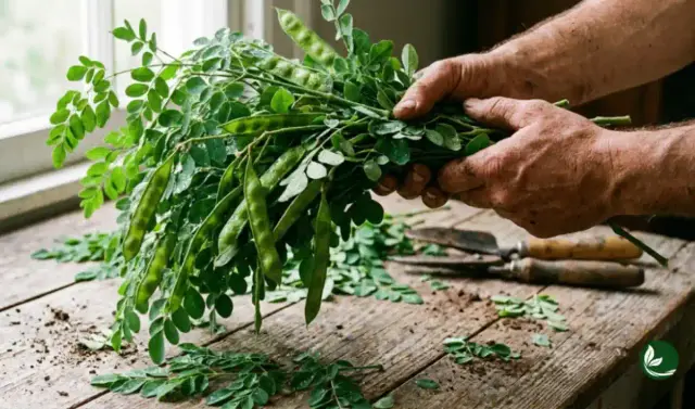 Hands holding green moringa resized