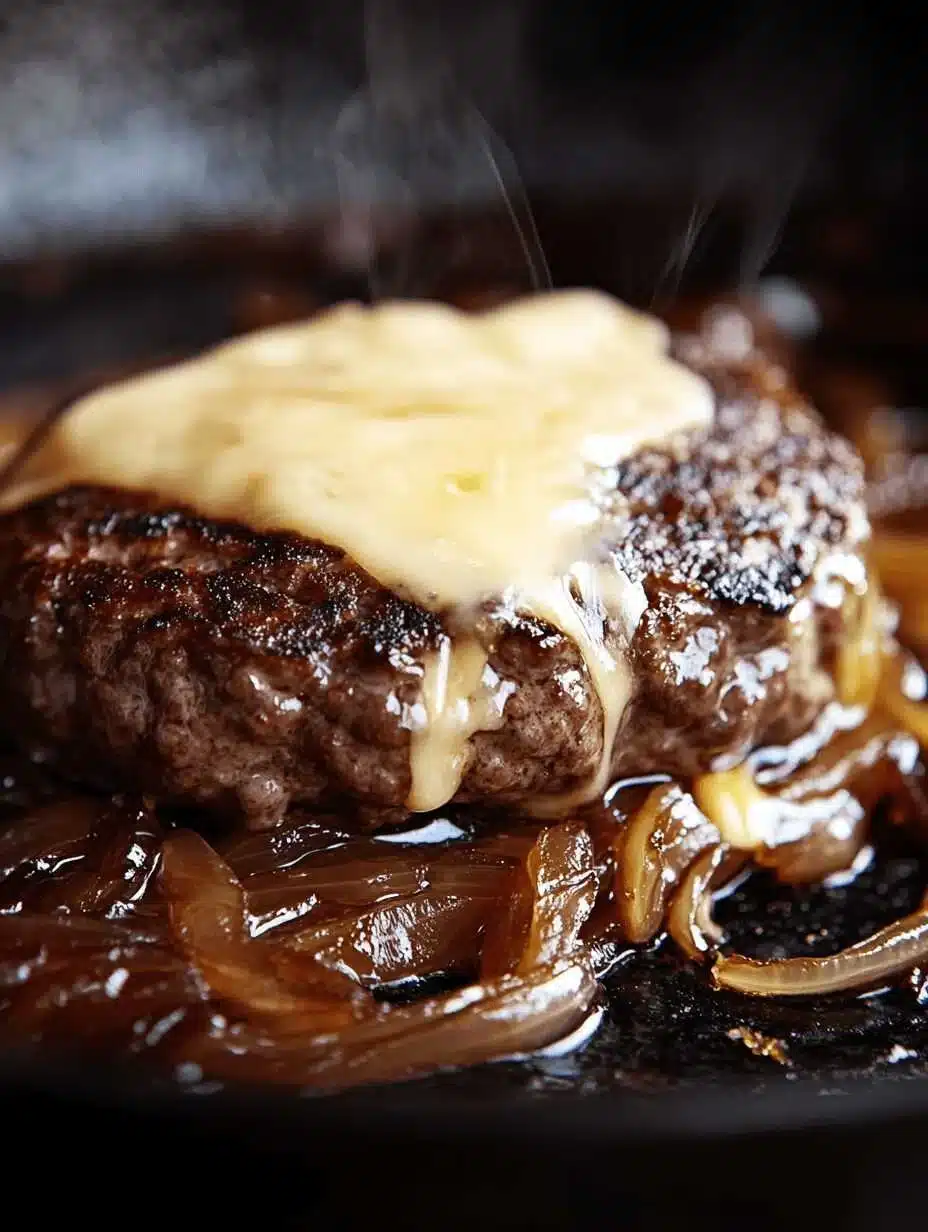 Place a small pile of onions on the hot skillet. Immediately press a beef ball on top using parchment and a heavy spatula. Smash hard and season with salt and pepper.
