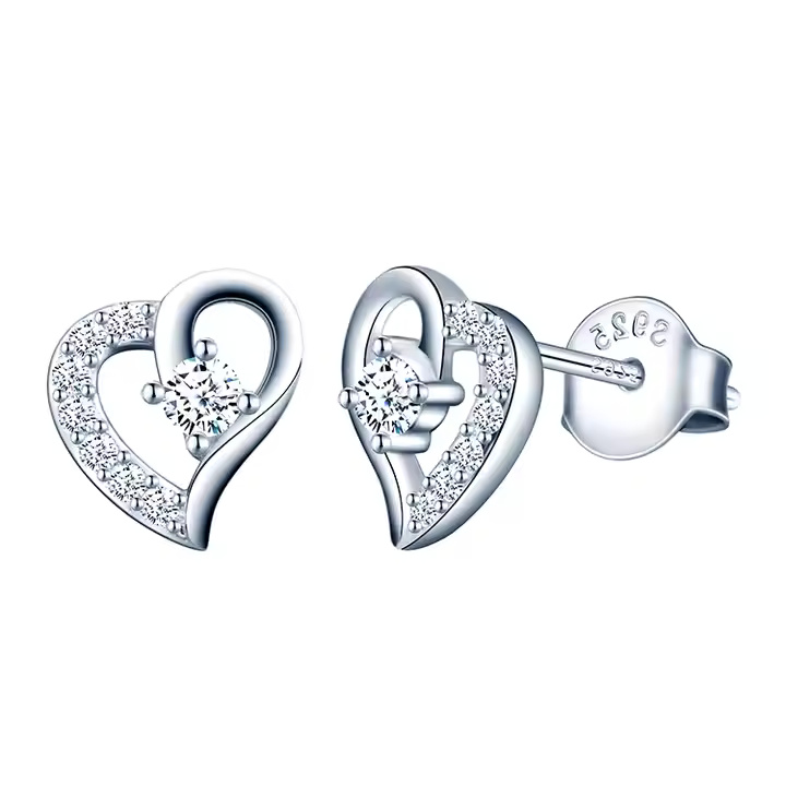 Heart Swirl Solitaire Studs