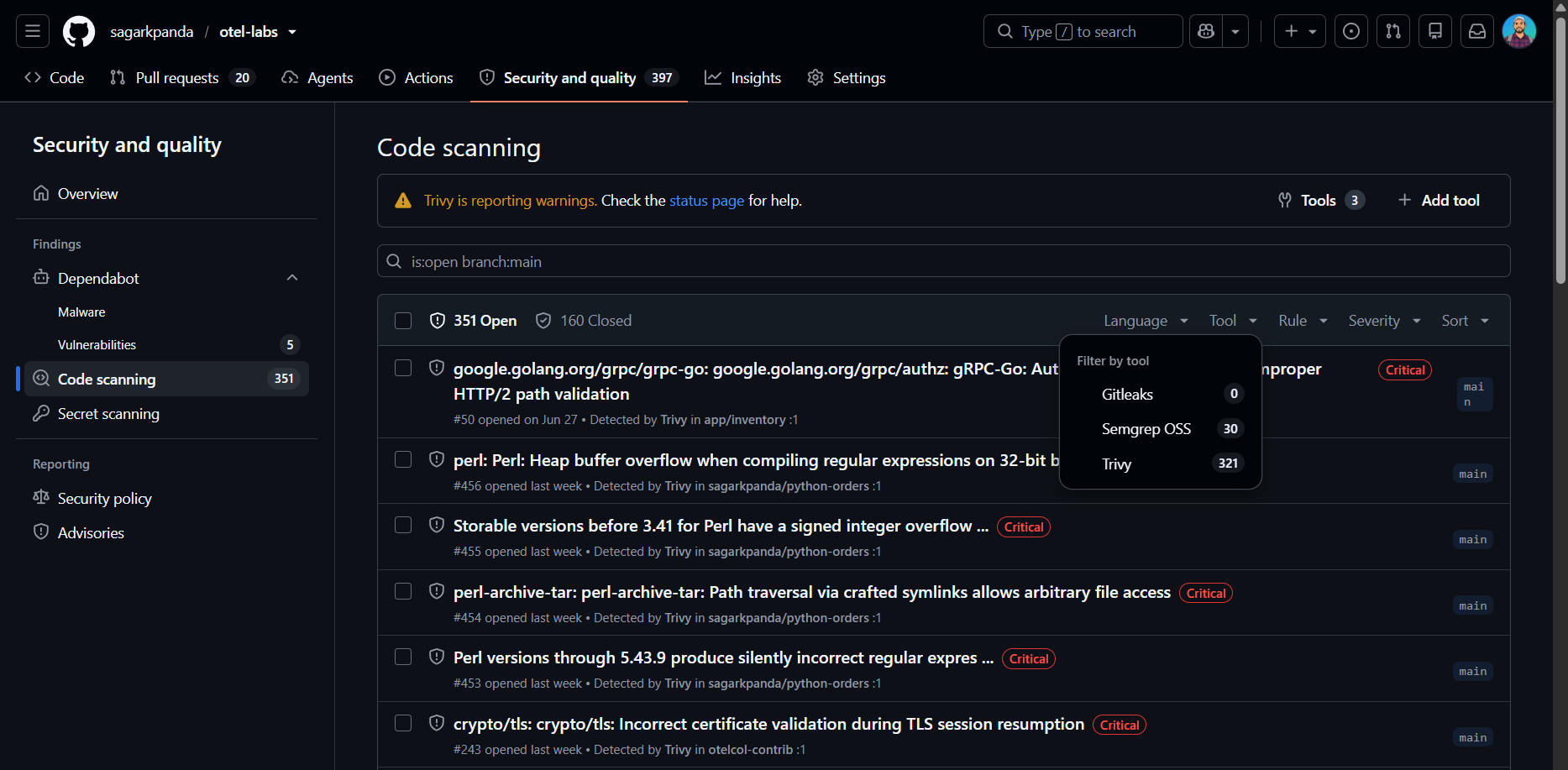 gh code scanning