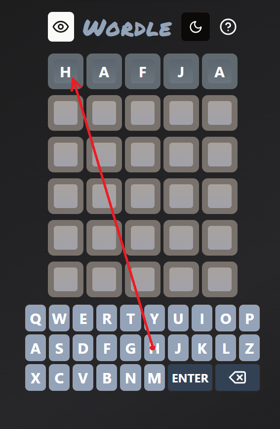 Let's start typing wordle main screen