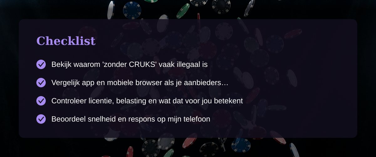 Zoek het beste casino zonder CRUKS op je telefoon — Checklist