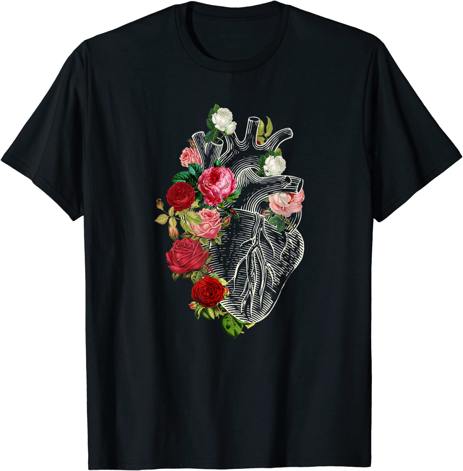 Anatomical Heart And Flowers Show Your Love Design Unisex T-Shirt