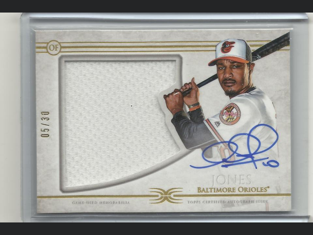 2017 Topps Definitive Collection Adam Jones Jumbo Autograph Jersey /30