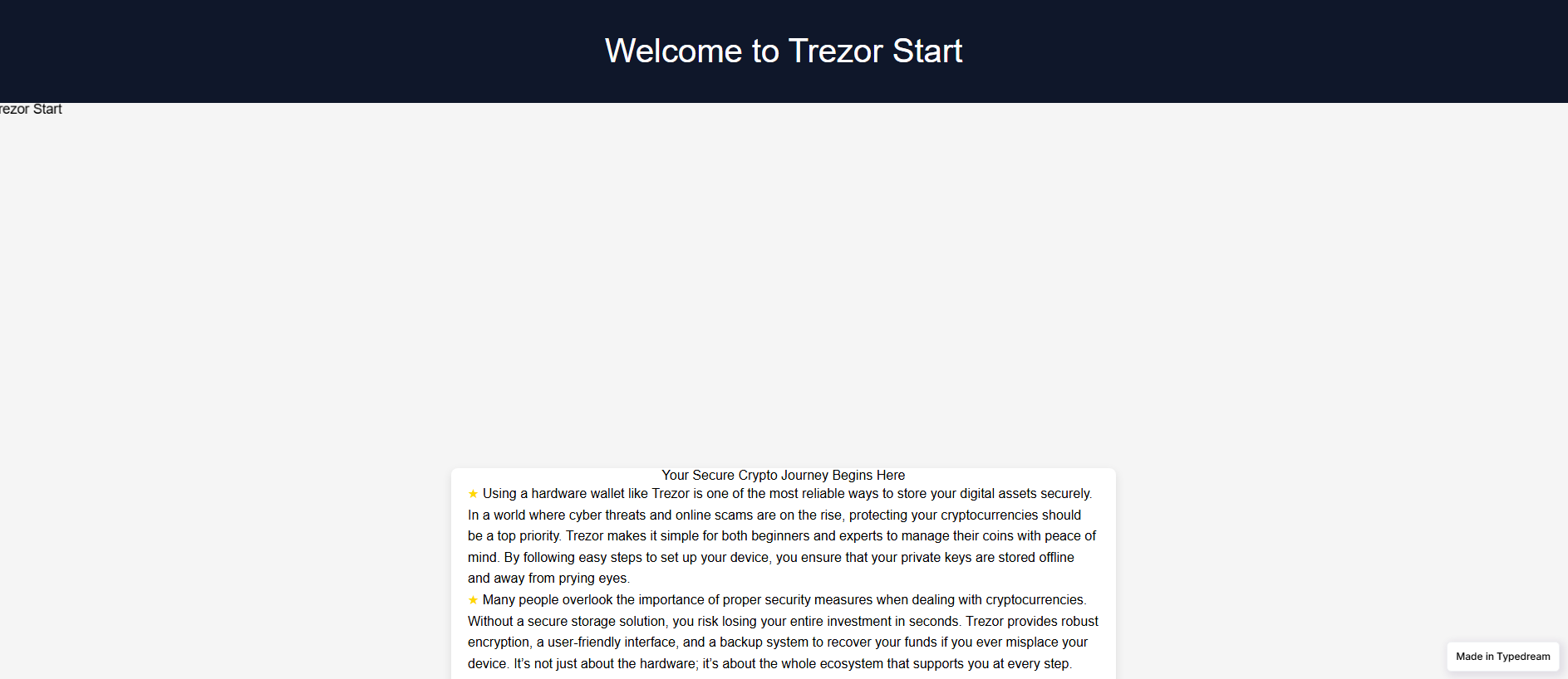 Stored capture of faqs-start-trezzr.typedream.app