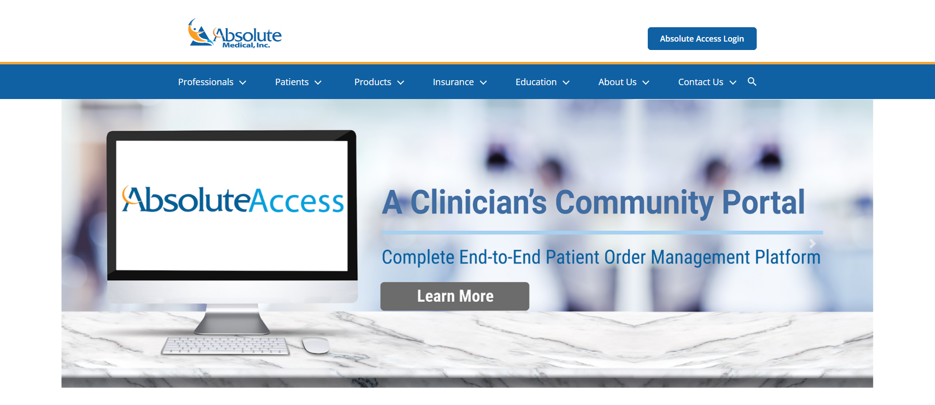 Forensic screenshot of absolutemedical.com showing the phishing page layout