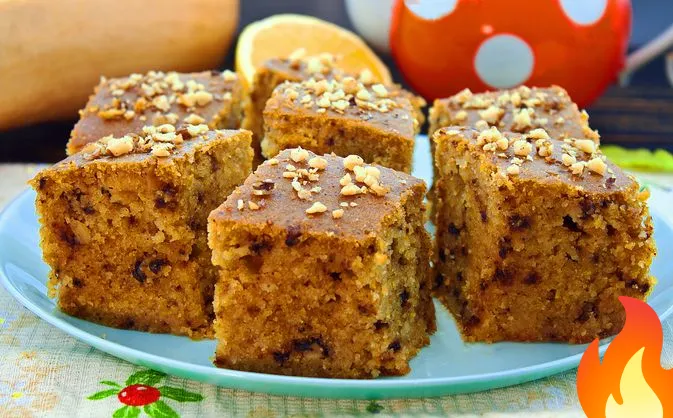 Фото Манник с тыквой, орехами и апельсиновой пропиткой