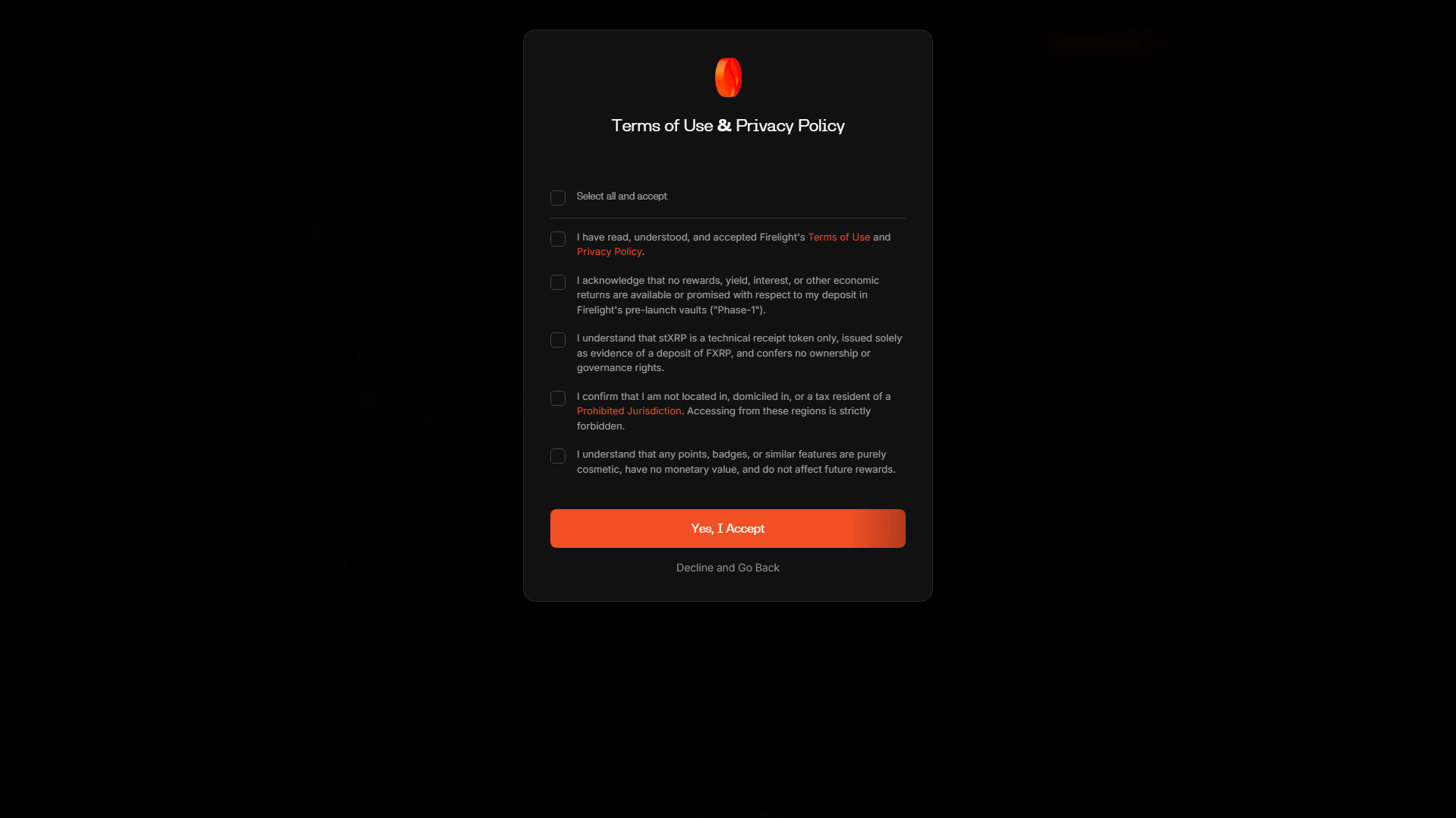 Screenshot of app.firelight-protocol.com