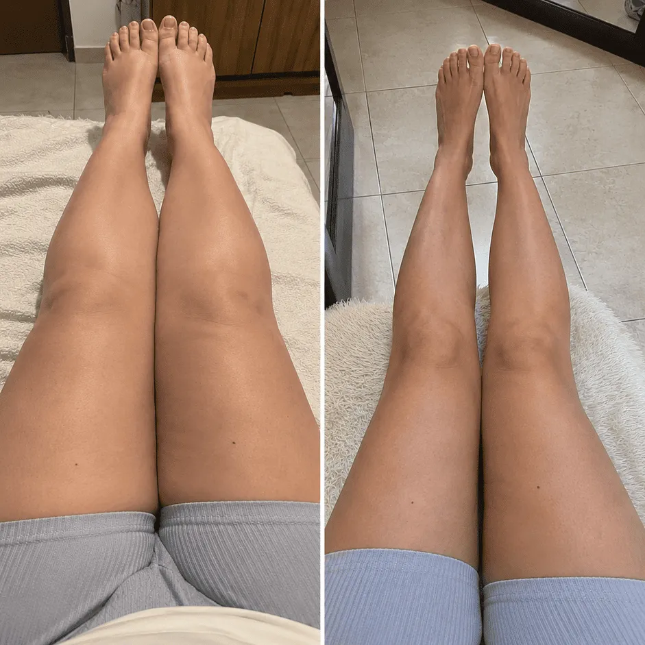 Comparativa natural de piernas antes y después