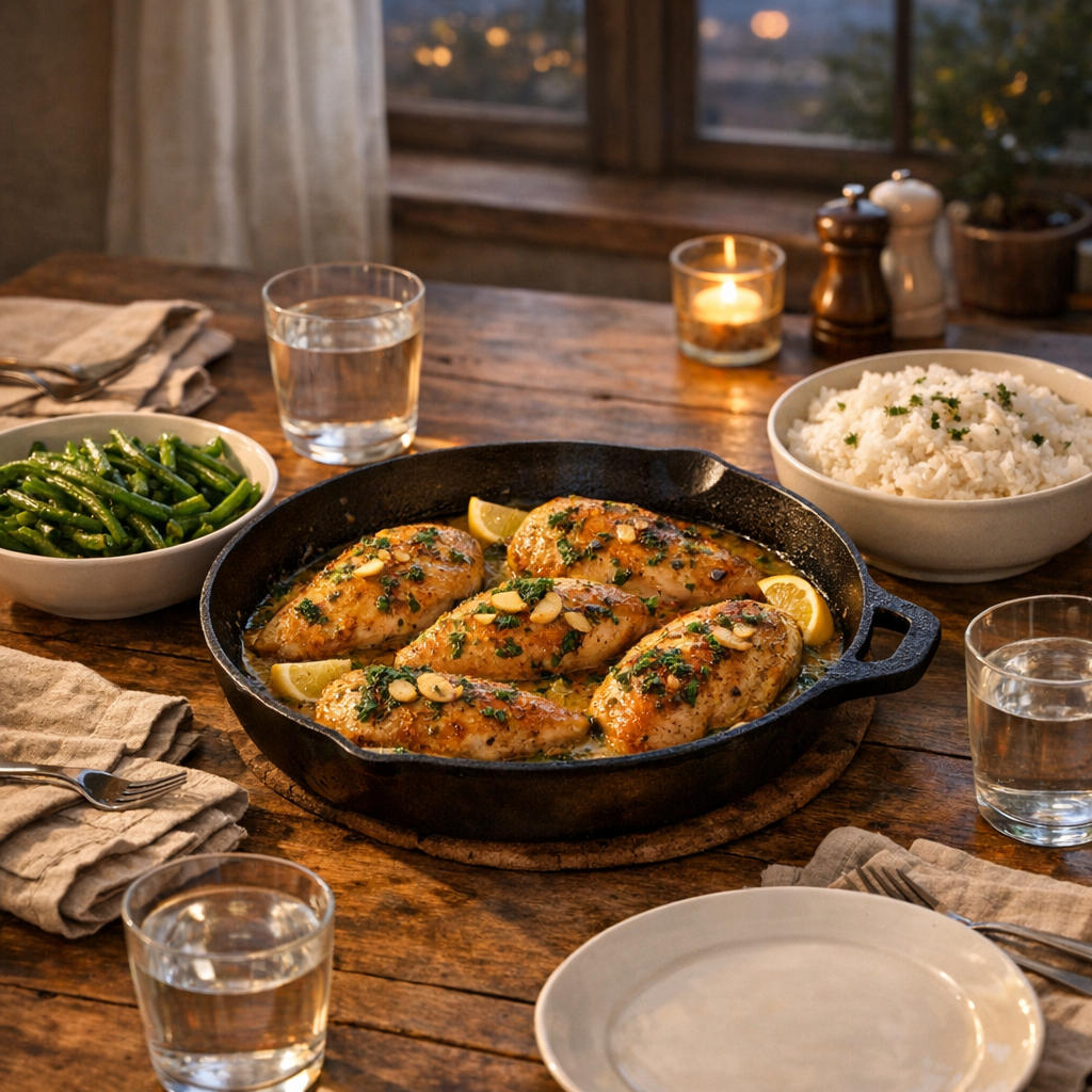 Garlic Butter Chicken Breast Skillet (One Pan) finished dish