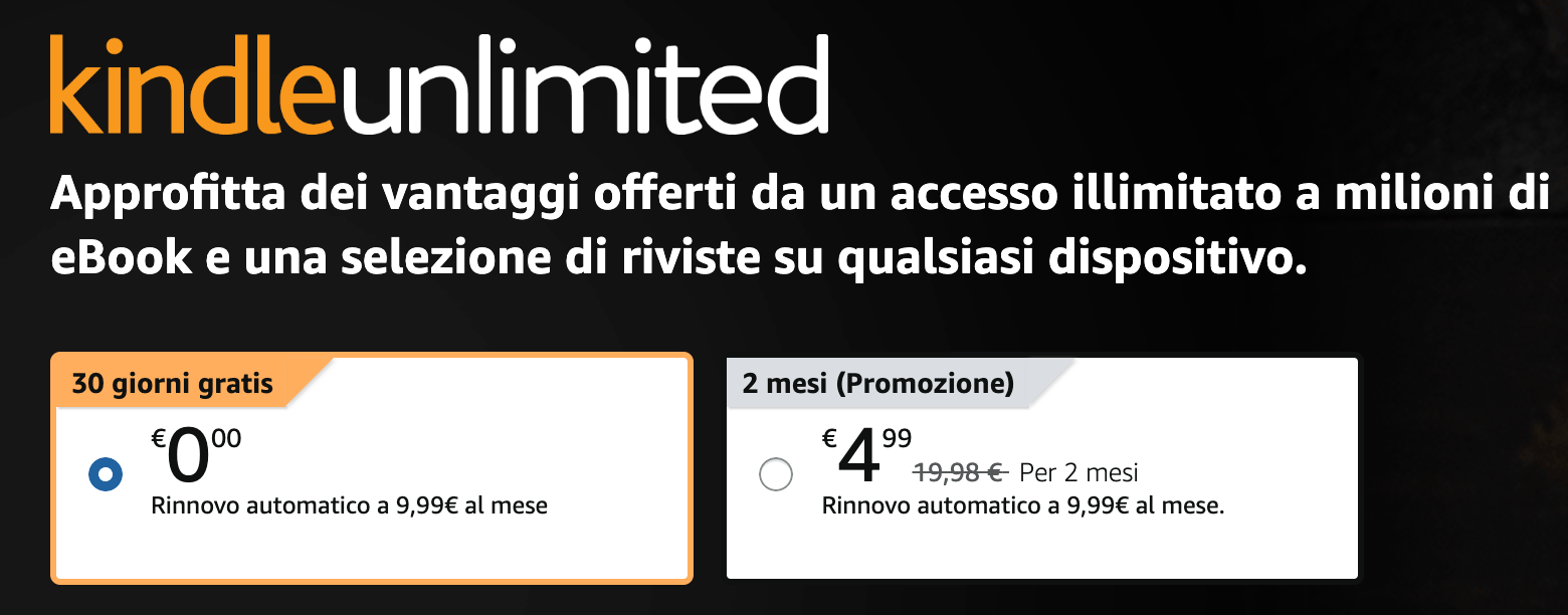 Amazon Kindle Unlimited Prova Libri Gratis