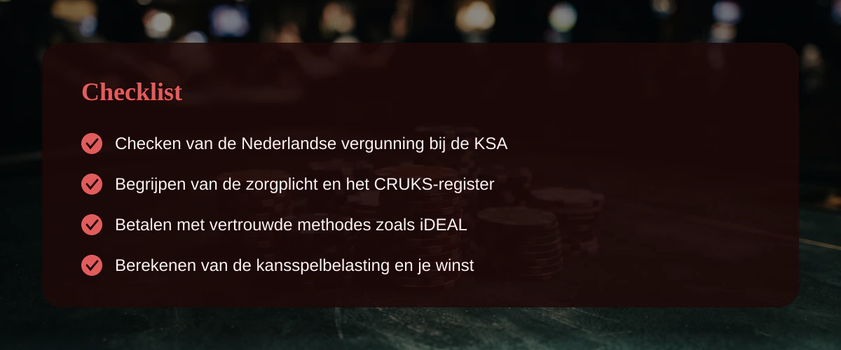 Vergelijken van goksites in de polder zonder poespas — Checklist