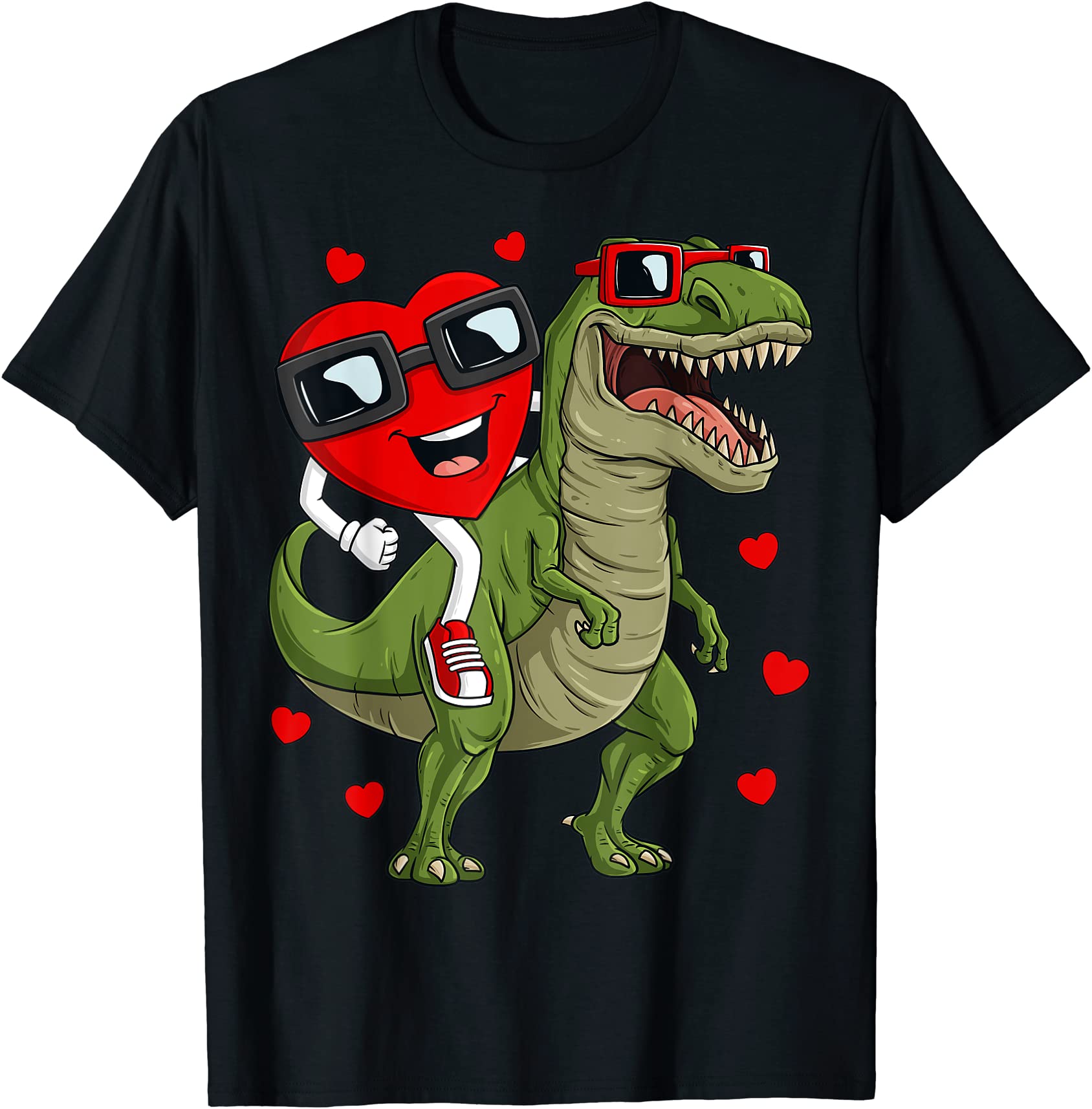 Valentines Day Heart Riding Dinosaur T Rex Funny Unisex T-Shirt