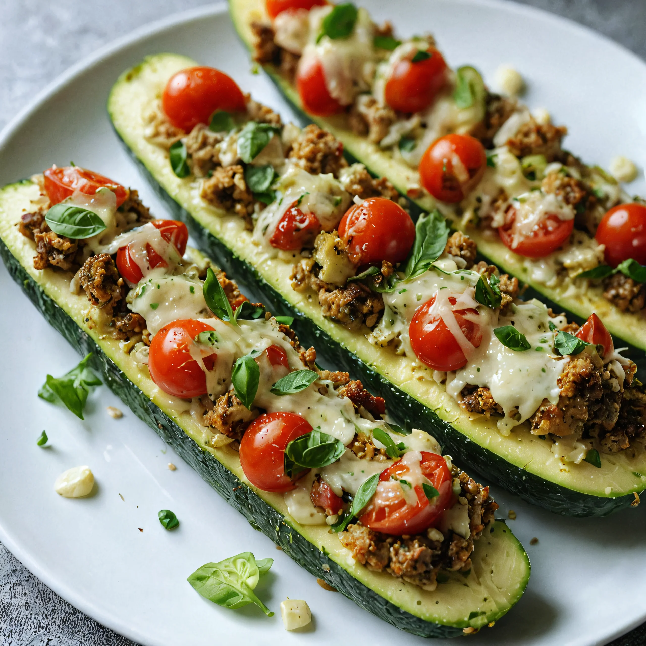 Zucchini Stuffed with Turkey Pesto Recipe