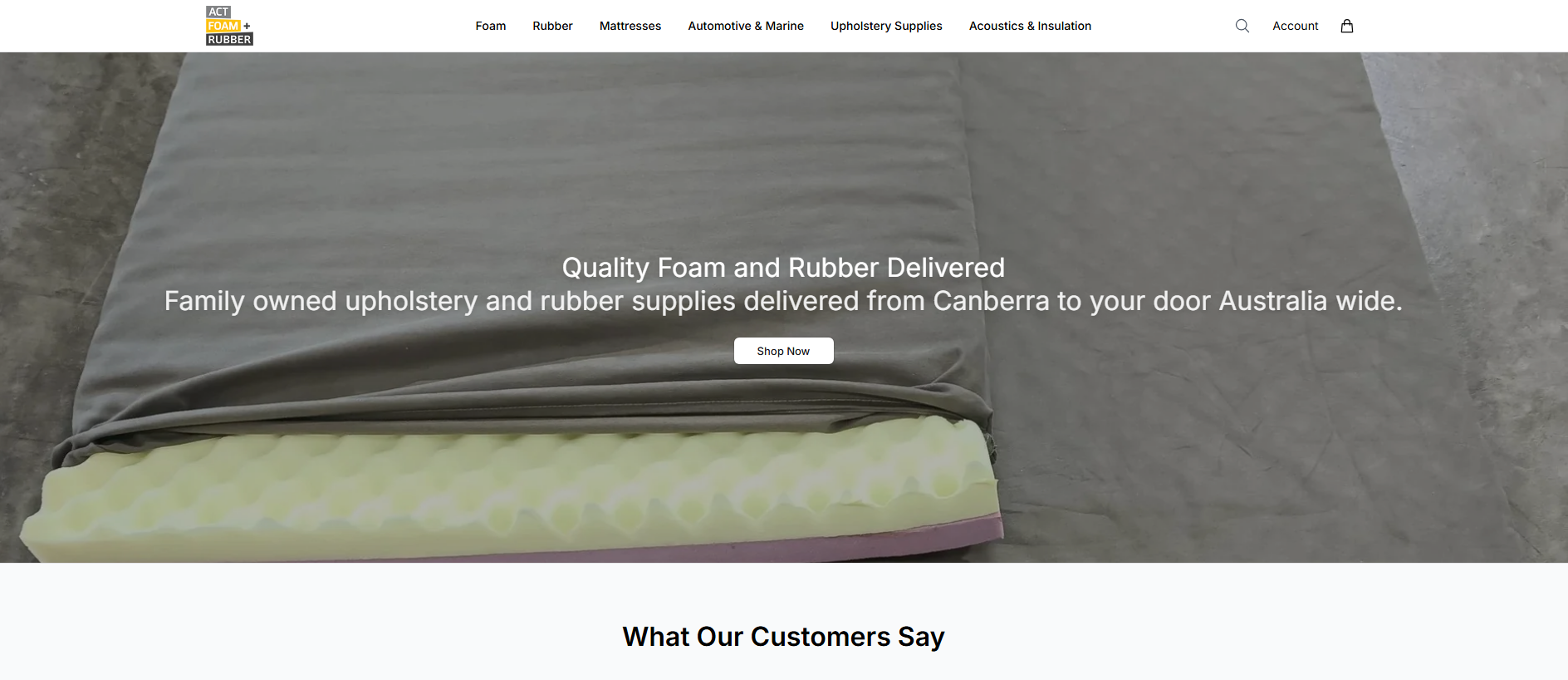 Stored capture of actfoamandrubberstore.shop