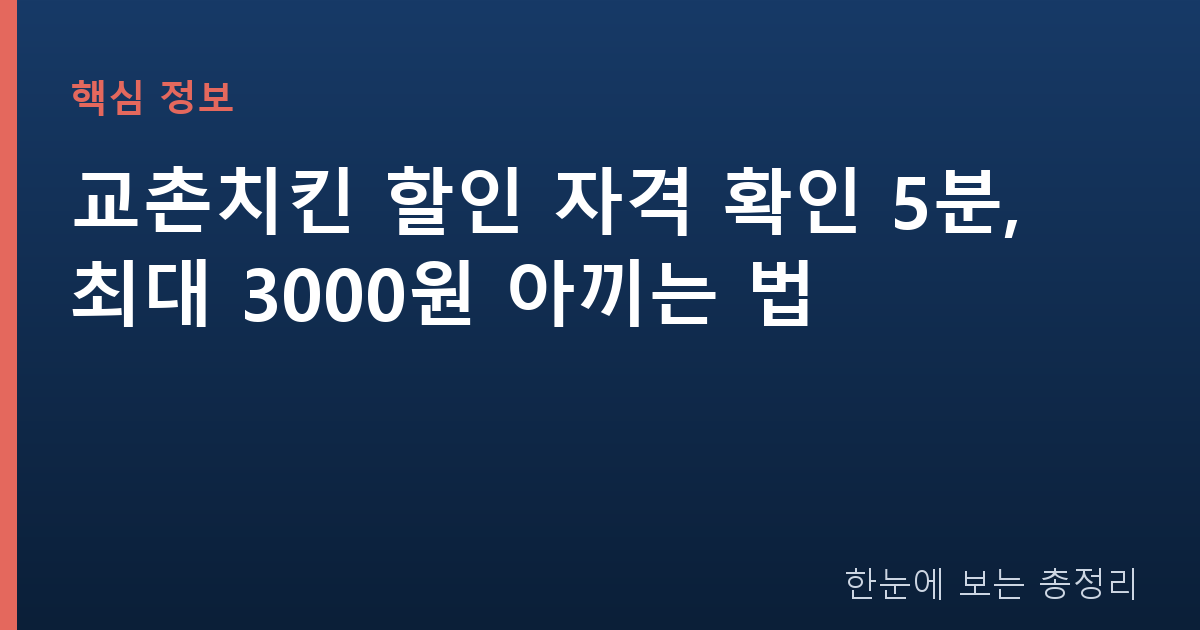 교촌치킨 할인 자격 확인 5분, 최대 3000원 아끼는 법