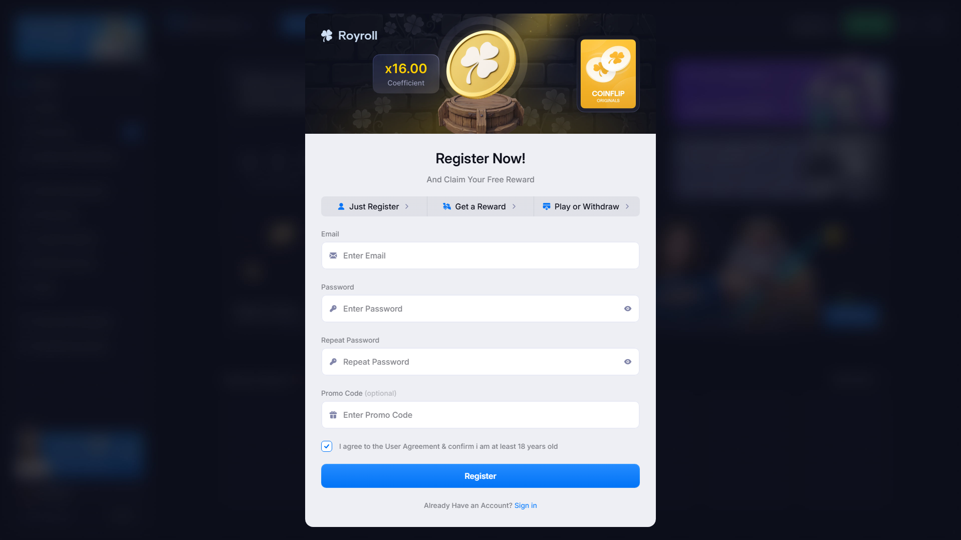 Screenshot of royroll.com