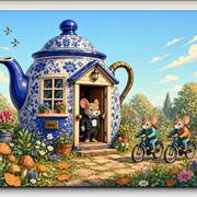 blauwe teepot
