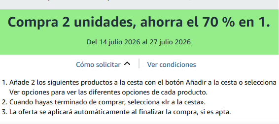 Ahorra el 70% en 1 comprando 2 unidades en una selección de productos para el hogar 🏠