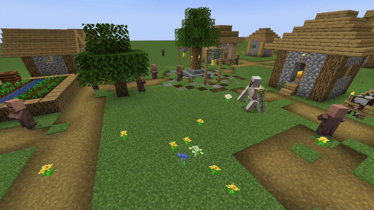 Villagers and Iron Golem slipping