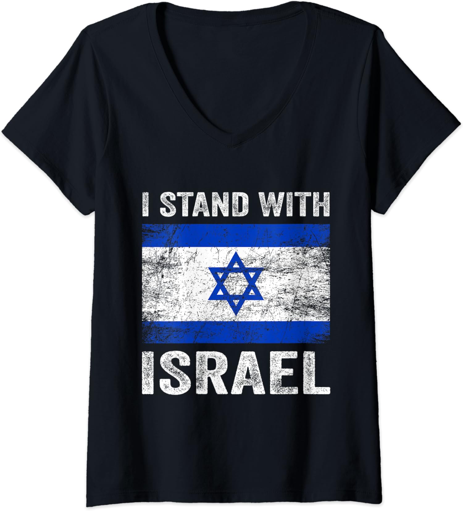 Support Israel I Stand With Israel Israeli Flag Ladies’ V-Neck Tshirt