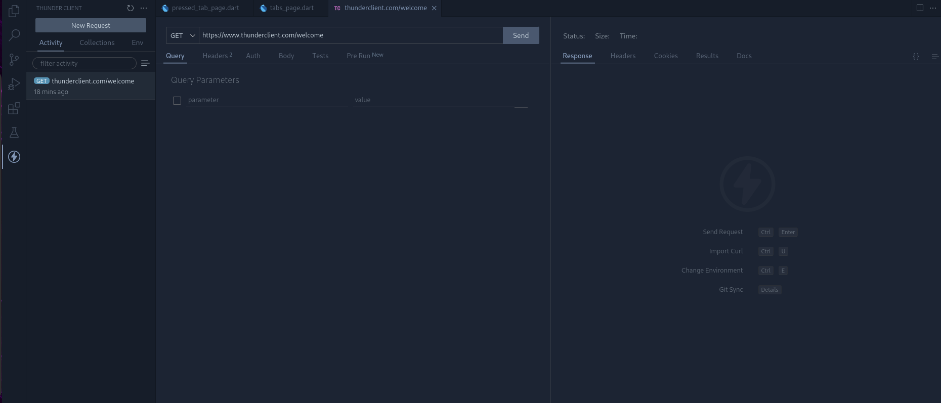 Página inicial da extensão