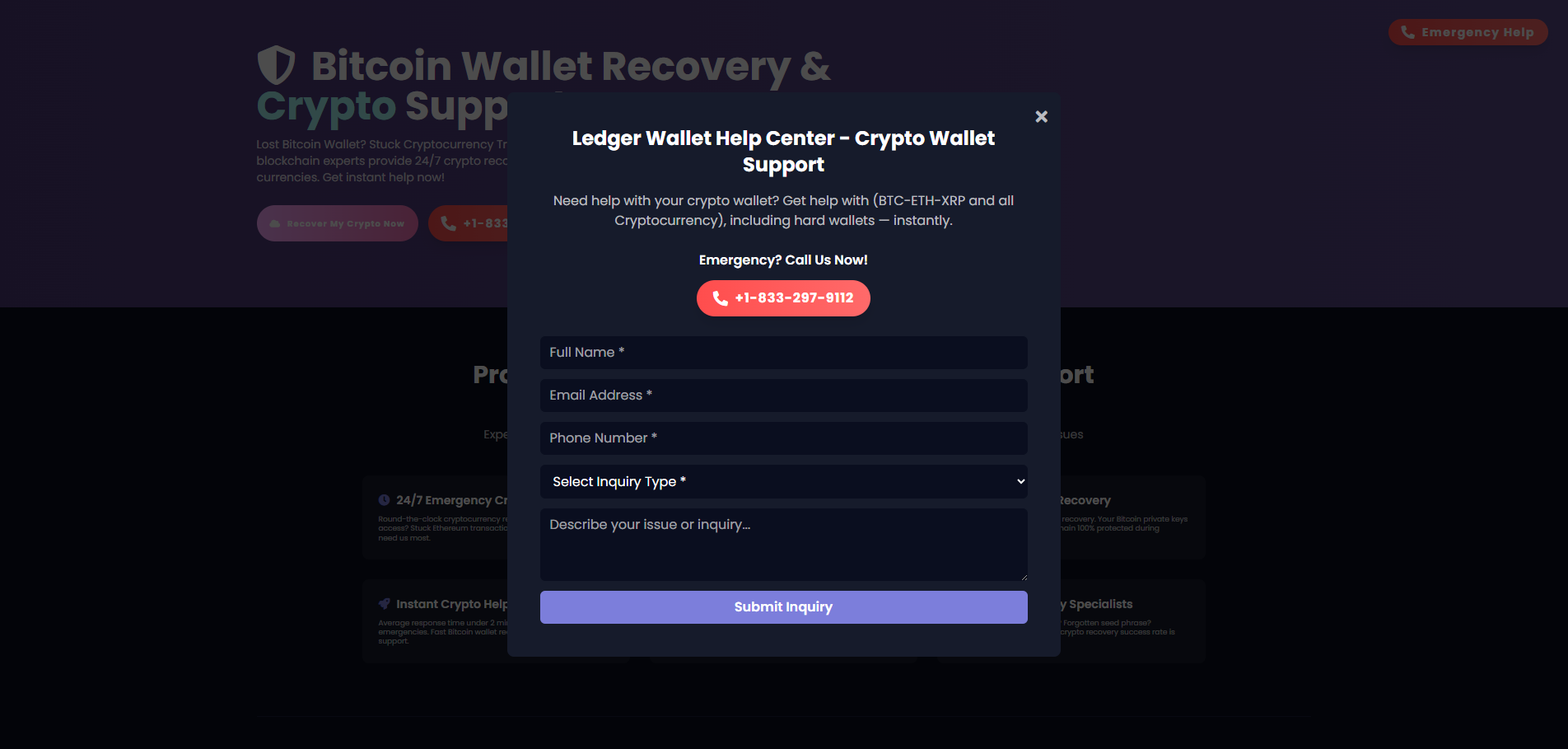 Forensic screenshot of [REDACTED] showing the phishing page layout