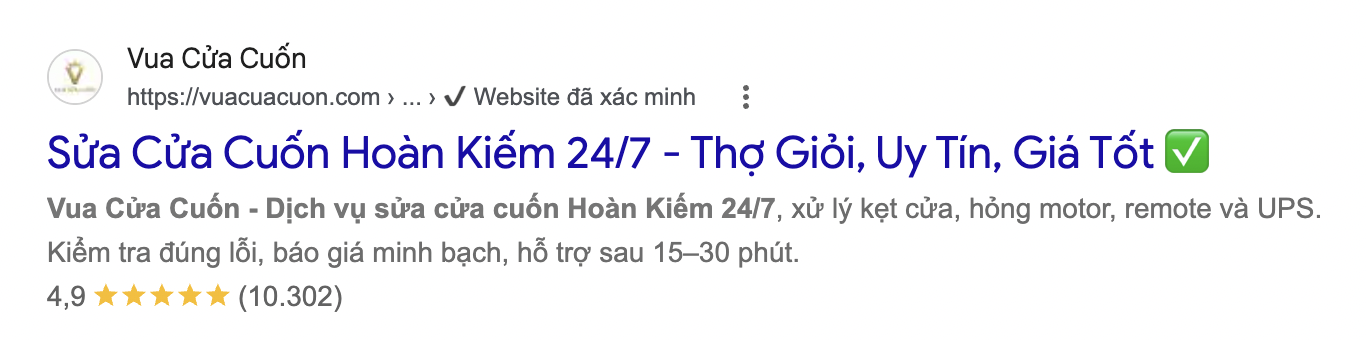 Kết quả Google cần bấm vào
