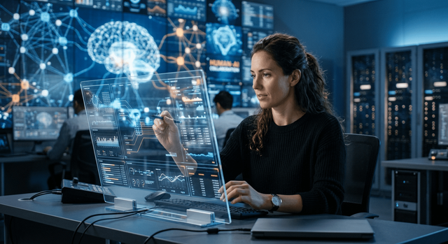 A person reviewing AI data in a human-in-the-loop system