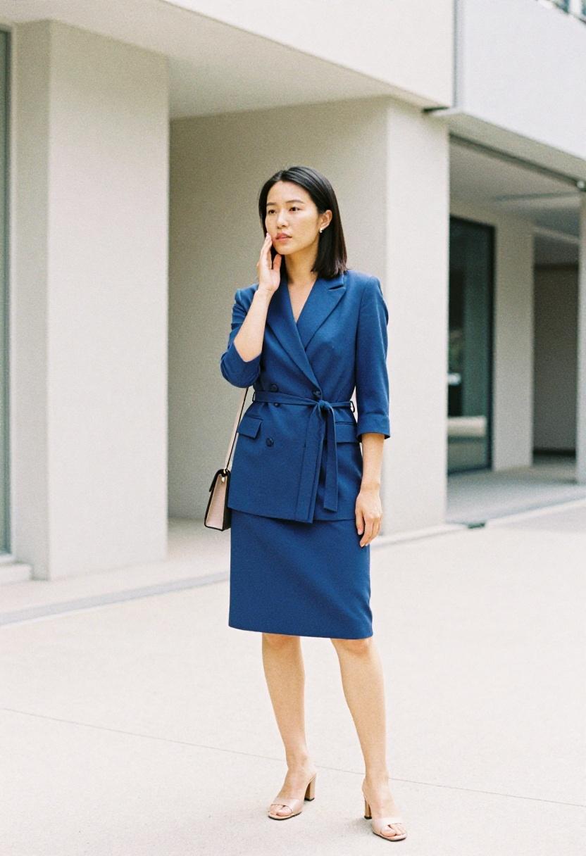 Cobalt blue blazer dress for a polished speed dating first impression