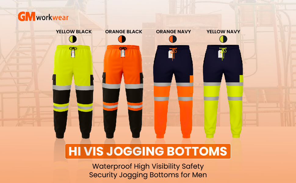 STJB Hi Vis Pro Joggers Orange Navy and Yellow Navy Colour Options