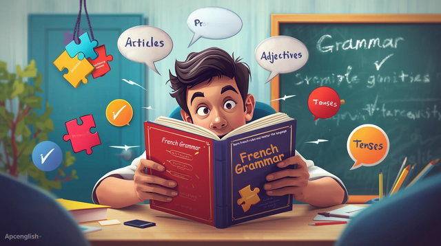 French grammar overview: articles, noun gender, adjectives, pronouns, prepositions and sentence structure
