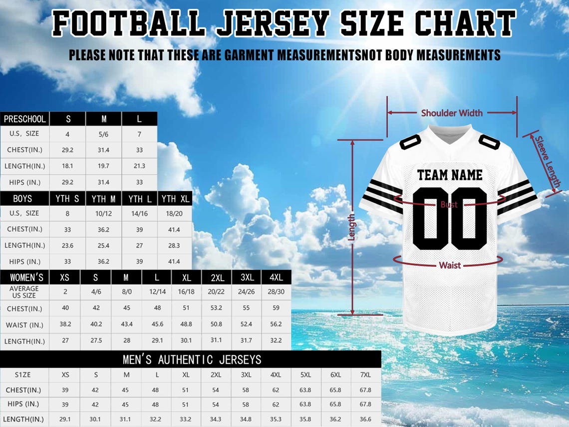 Football Jersey Size Chart
