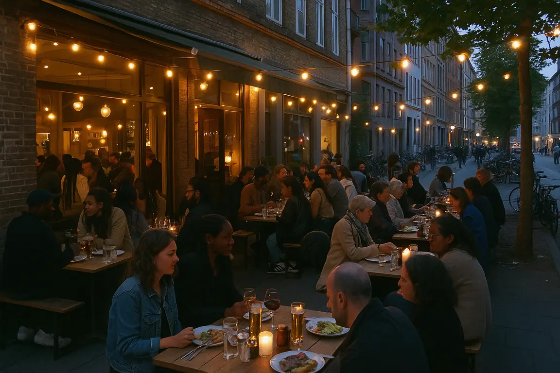 Hyggelig restaurantstemning med gæster på Nørrebro