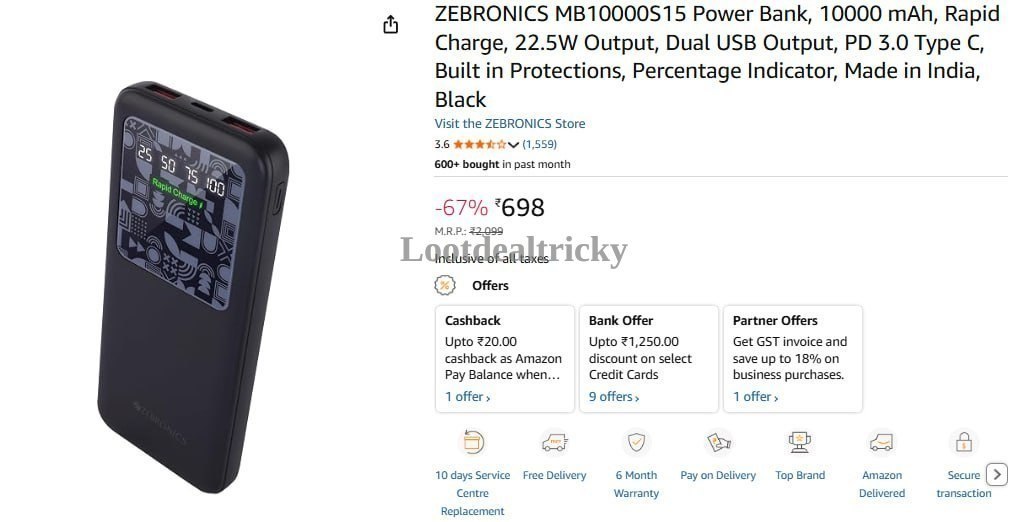 Zebronics Power Bank | Loot Lo Zebronics Power Bank | Loot Lo
