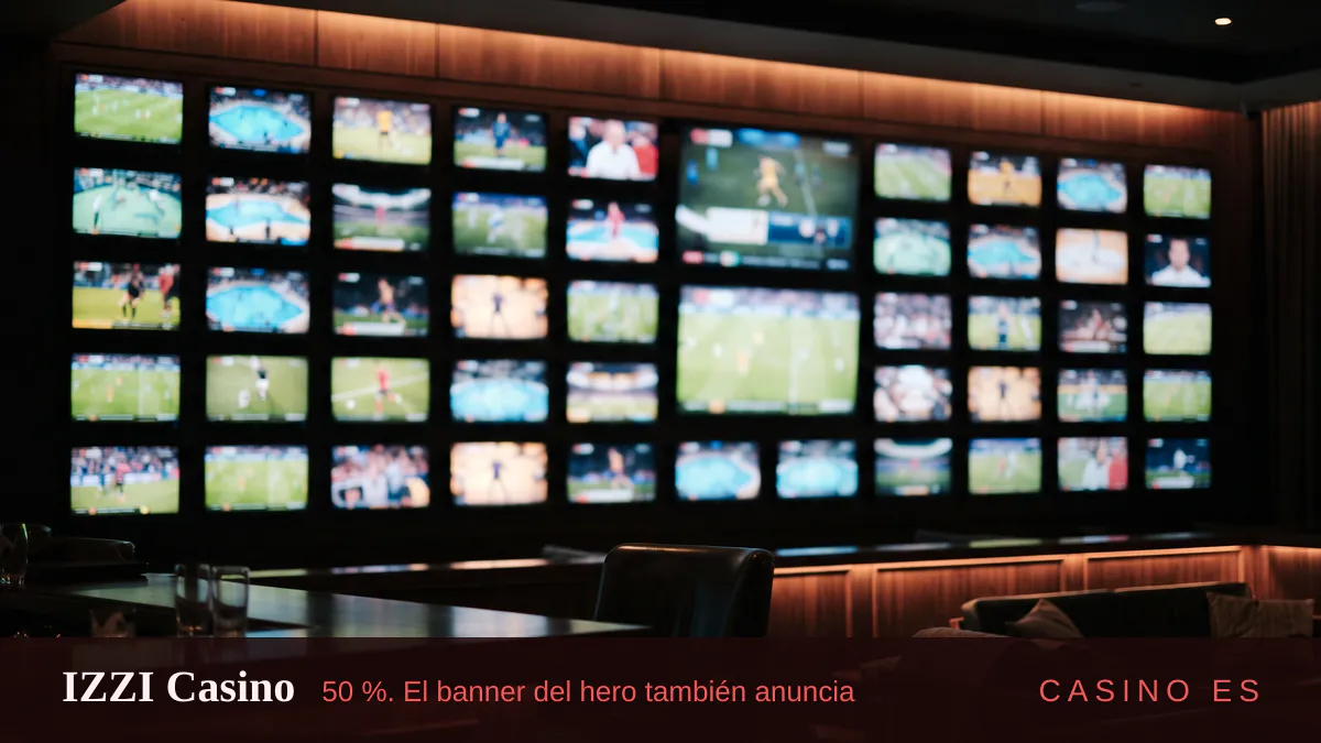 IZZI Casino — bono de bienvenida 50 %. El banner del hero también anuncia + 500 FS, pagos: Visa, Mastercard, Skrill, Neteller, BLIK IZZI Casino — bono de bienvenida 50 %. El banner del hero también anuncia + 500 FS, pagos: Visa, Mastercard, Skrill, Neteller, BLIK