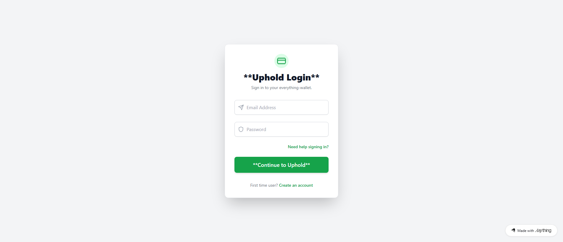 Forensic screenshot of login-uphold-web-io.created.app showing the phishing page layout