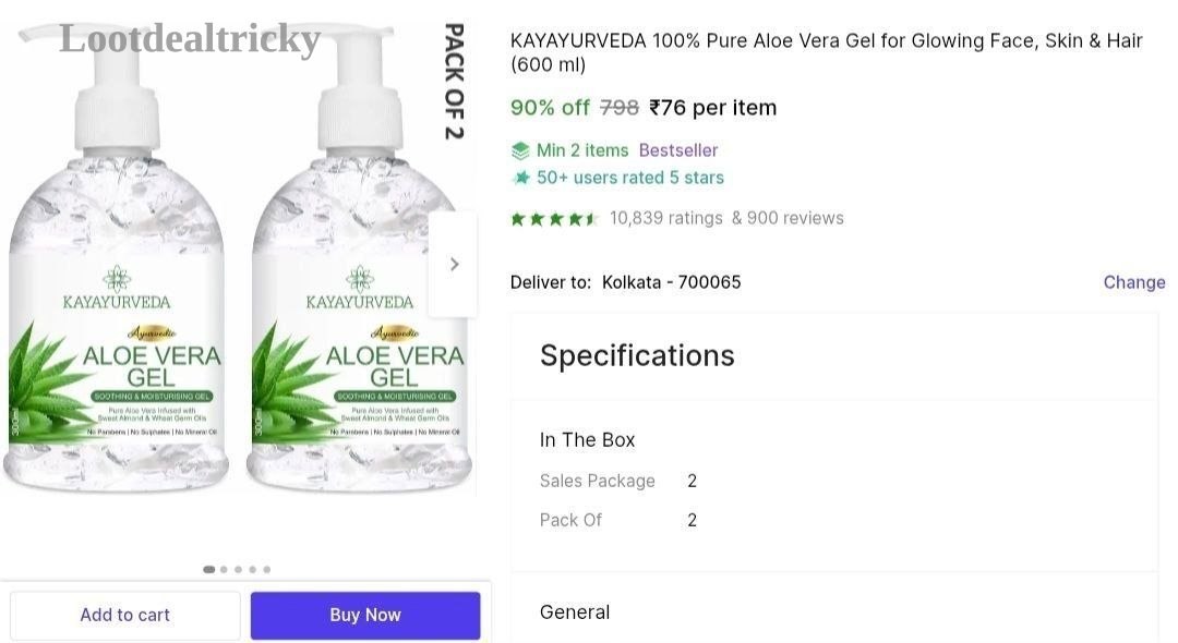 Aloevera Gel 600ml Offer Image